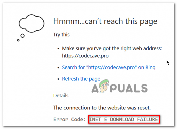 Исправлено: код ошибки INET_E_DOWNLOAD_FAILIURE в Edge и IE 11