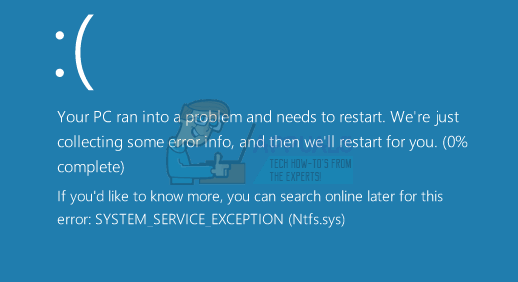 ИСПРАВИТЬ: SYSTEM_SERVICE_EXCEPTION (ntfs.sys)