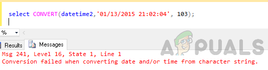 Как исправить ошибку «Сбой преобразования при преобразовании даты и / или времени из строки символов»?