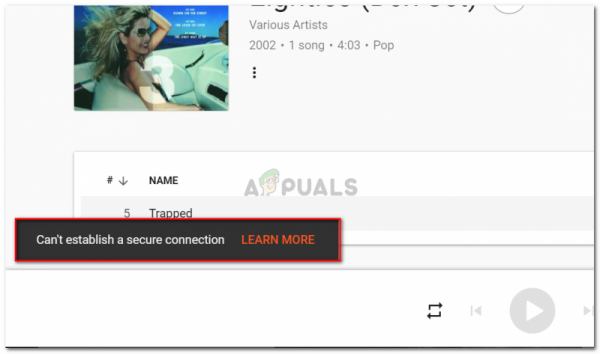 Исправлено: не удается установить безопасное соединение с Google Play Music