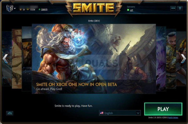 Исправлено: Smite ждет подтверждения