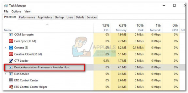 Исправлено: dasHost.exe Высокая загрузка ЦП и памяти