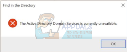 Исправление: доменные службы Active Directory в настоящее время недоступны для Windows 7, 8 и 10.