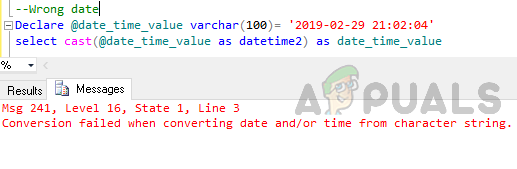 Как исправить ошибку «Сбой преобразования при преобразовании даты и / или времени из строки символов»?