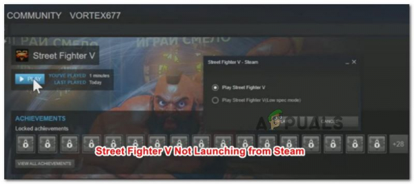 Исправлено: Steam Street Fighter V не запускается