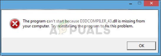 Исправлено: отсутствует файл D3DCompiler_47.dll.