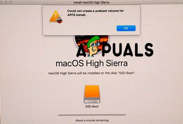 Как исправить не удалось создать том предварительной загрузки для ошибки установки APFS