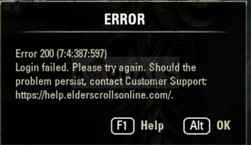 Как исправить ошибку 200 в ESO «Elder Scrolls Online»