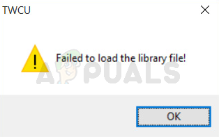 Исправлено: TWCU.EXE не удалось загрузить файл библиотеки.