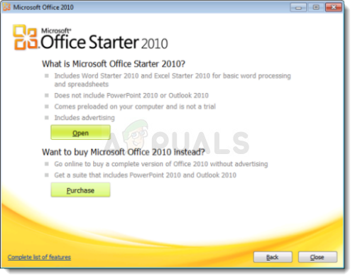 Исправление: Microsoft Word Starter 2010 не открывается.  Повторите попытку или отремонтируйте продукт в Панели управления.